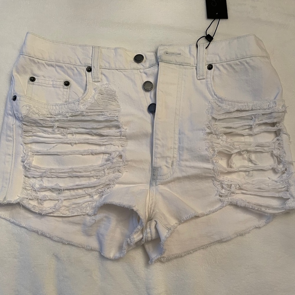 Carmar Denim: Ripped Jean Shorts White